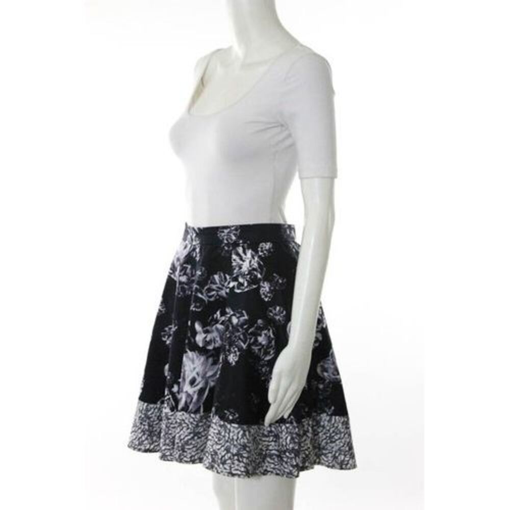PRABAL GURUNG FOR TARGET Black White Cotton Floral Print A-Line Skirt Sz 4 - Picture 2 of 6